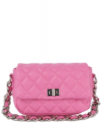Quilted Flap Classic Shoulder Bag LHU498 FUCHSIA